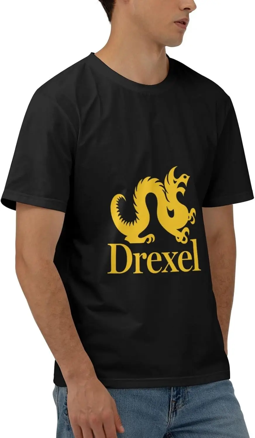 Drexel University Logo Men'S Short Sleeve Tees,Men'S 170g Combed Cotton Short Sleeve T-Shirt