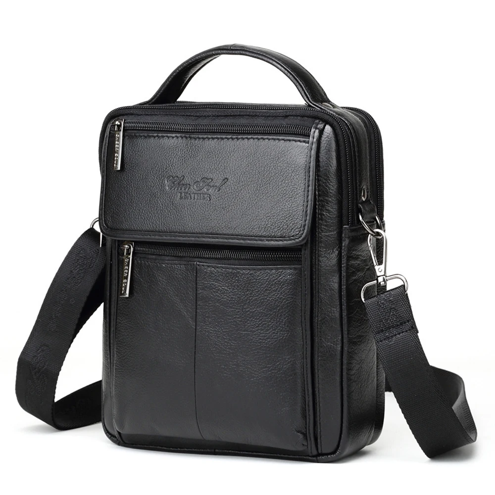 Hecho de cuero genuino bandolera mensajero bolso de mano de cuero de vaca de negocios para hombre bolsos casuales de viaje de alta calidad para