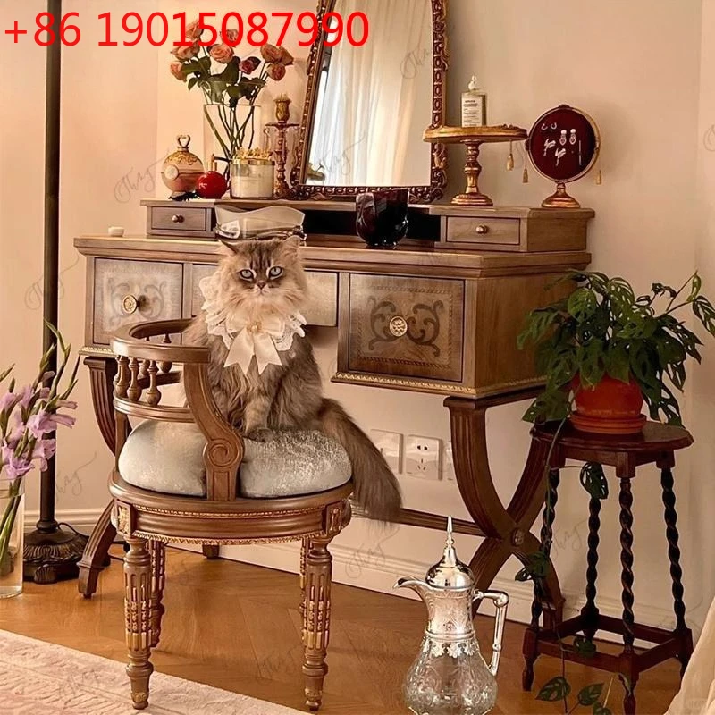 

Solid wood dresser bedroom dressing table storage cabinet dressing stool combination high-end customizable