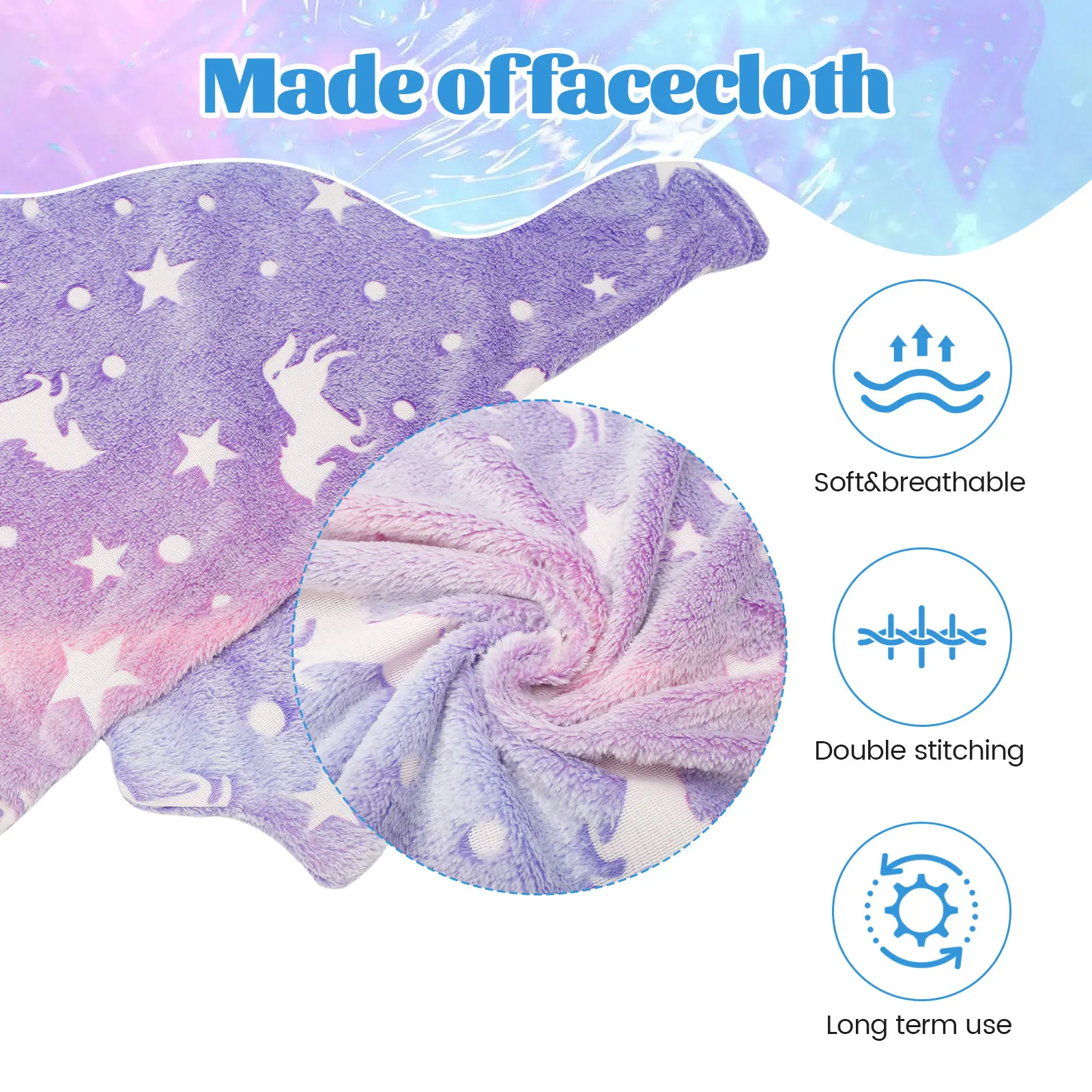 2Pcs Night Glow Mermaid Tail Blanket Soft Flannel Blanket Breathable Snuggle Blankets for Girls Wearable Mermaid Sleeping Bags