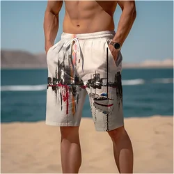 Fashion Lake Reflection Pattern Beach Short Mens Trend Personalization 3D Printed Board Shorts Loose Casual Oversized Swim Trunk