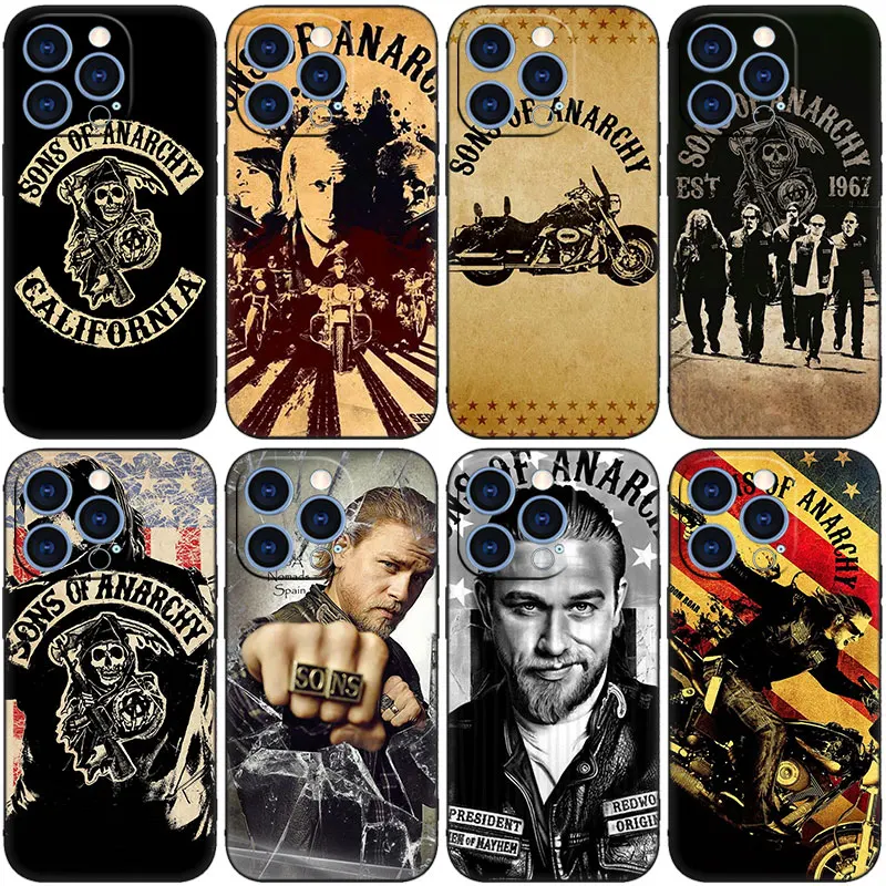 American TV Sons of Anarchy Phone Case For Apple iPhone 14 13 12 Mini 11 Pro XR X XS MAX 6S 7 8 Plus 5S SE 2020 2022 Black Cover