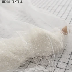 1m Cute Dot Lace Mesh Jacquard Fabric Tulle for Dress Mosquito Net Patchwork Needlework DIY Material Home Textile Curtain Decor