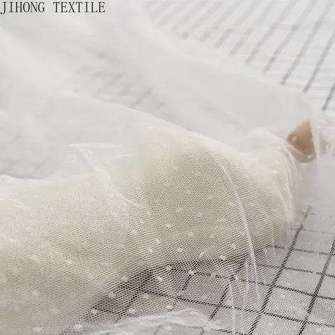 1m Cute Dot Lace Mesh Jacquard Fabric Tulle for Dress Mosquito Net Patchwork Needlework DIY Material Home Textile Curtain Decor