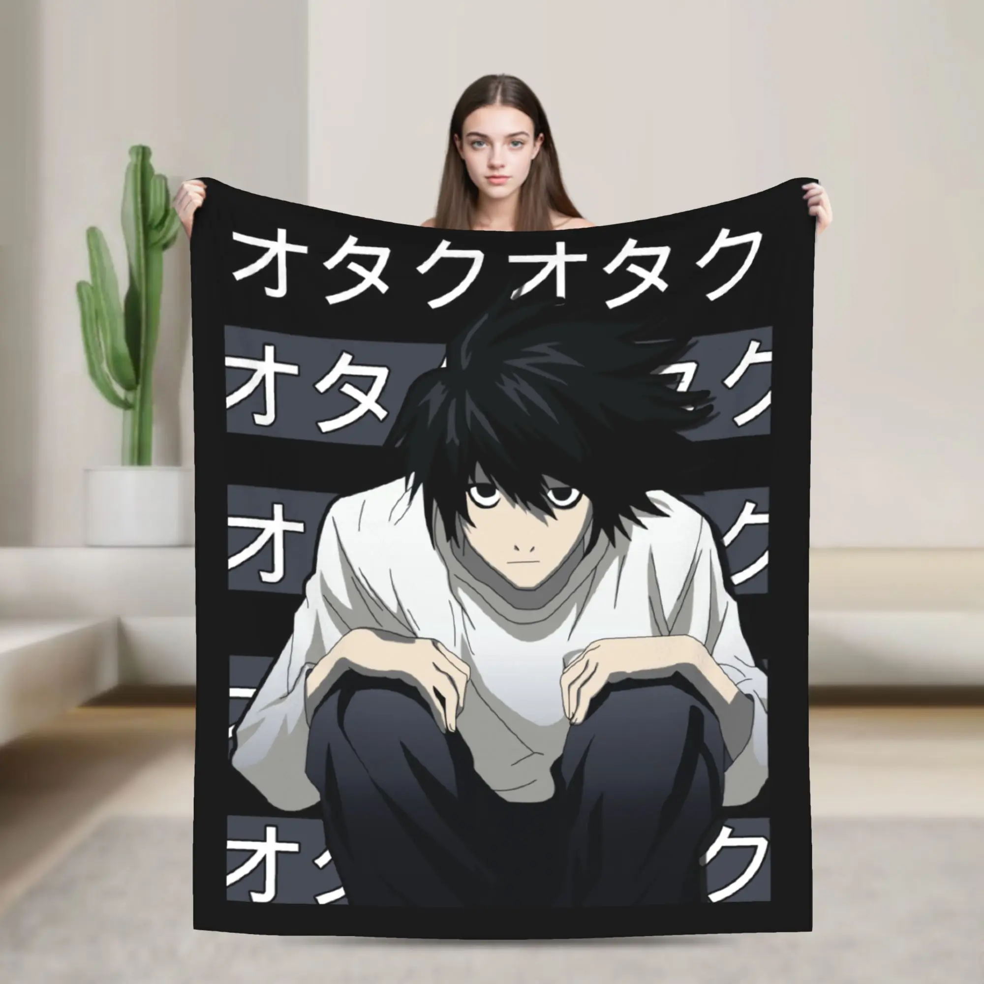 L·Lawliet Anime Blanket Velvet All Season  Portable Soft Throw Blanket for Home Bedroom Rug Piece