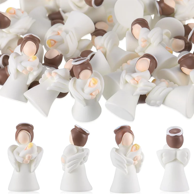 5/10pcs Embracing Angel Figurines Bulk Resin Tiny Little Small Miniature Angel Figurines for Home Micro Landscape Deocrations