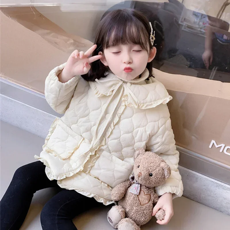 

Girls Coat Jacket Cotton Outwear 2024 Black Warm Thicken Velvet Winter Snowsuit Windproof Children's Clothing