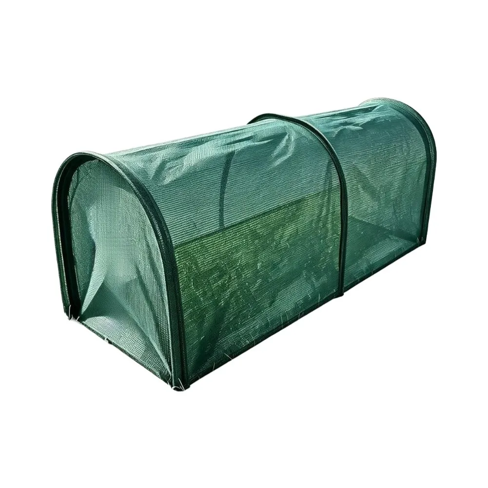 Chicken Tunnel Kit Featuring UV Shielding Net Zippered Interface for Integration and Foldable Support Frame Design