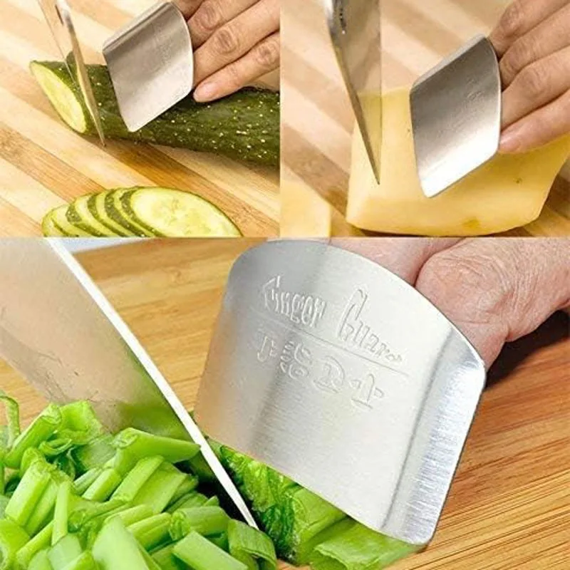 1/2pcs Stainless Steel Cutting Hand Guard Finger Guard for Safe Cutting with Anti-Slip Handle for Cooking Kitchen Tools