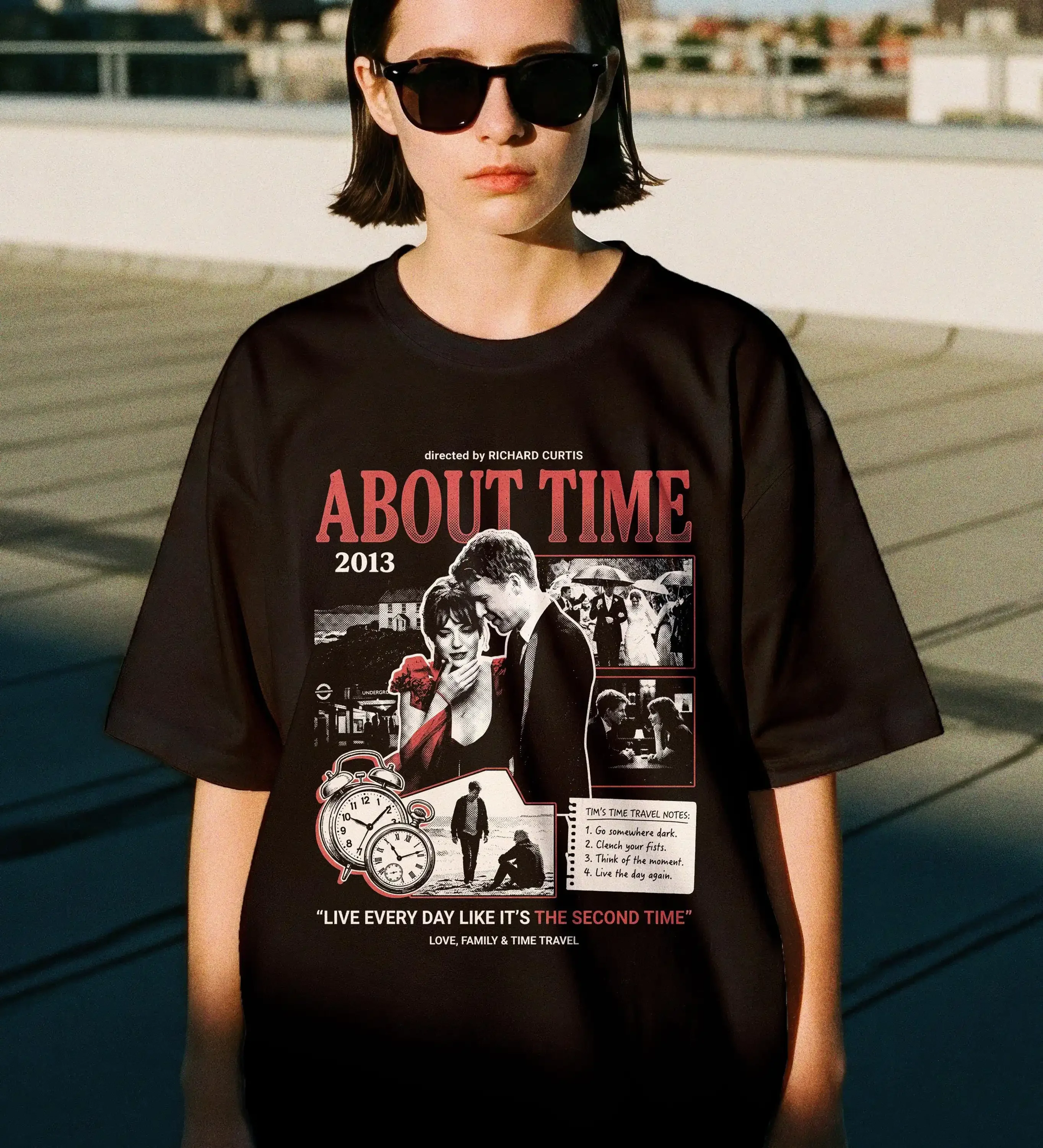 About Time 2013 Film Graphic Tee, Richard Curtis Time Travel Movie T-Shirt