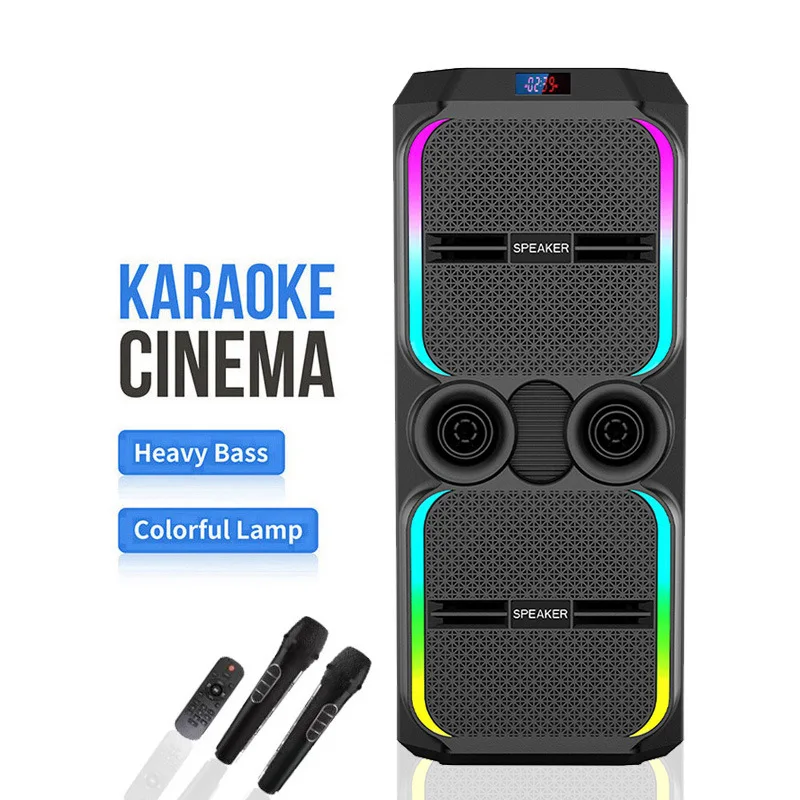 ABS-12202 Double 12-inch High-power Stage Performance Audio With Microphone Portable Karaoke Wireless Bluetooth Party Weddin