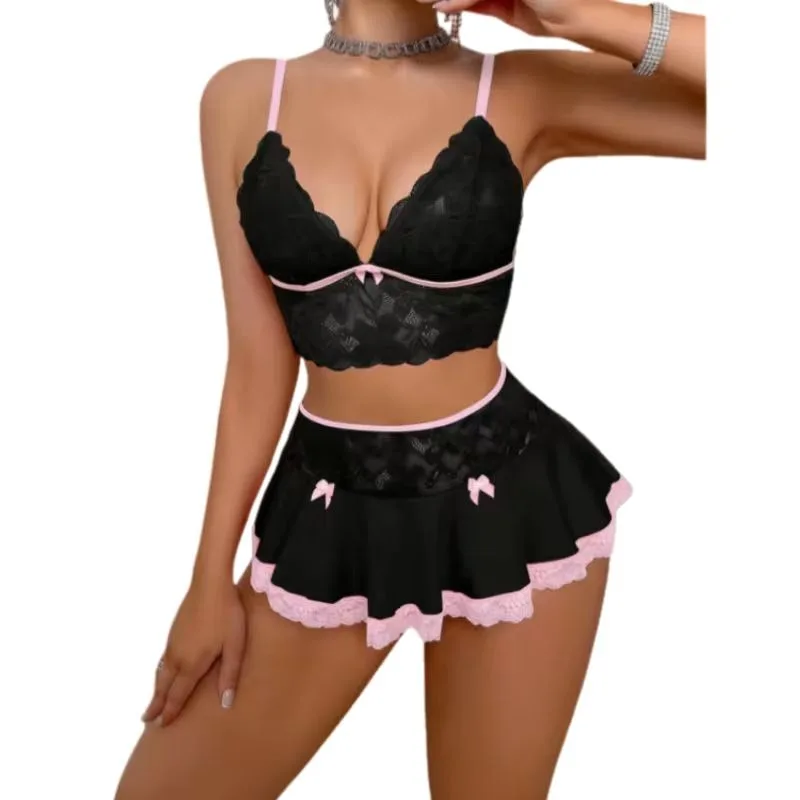 2026 New Women Pajama Set Bow Small Fly Sleeve Straps Crop Top & Elastic Waist Shorts 2 Pieces Female Sleepwear Summer Nightwear