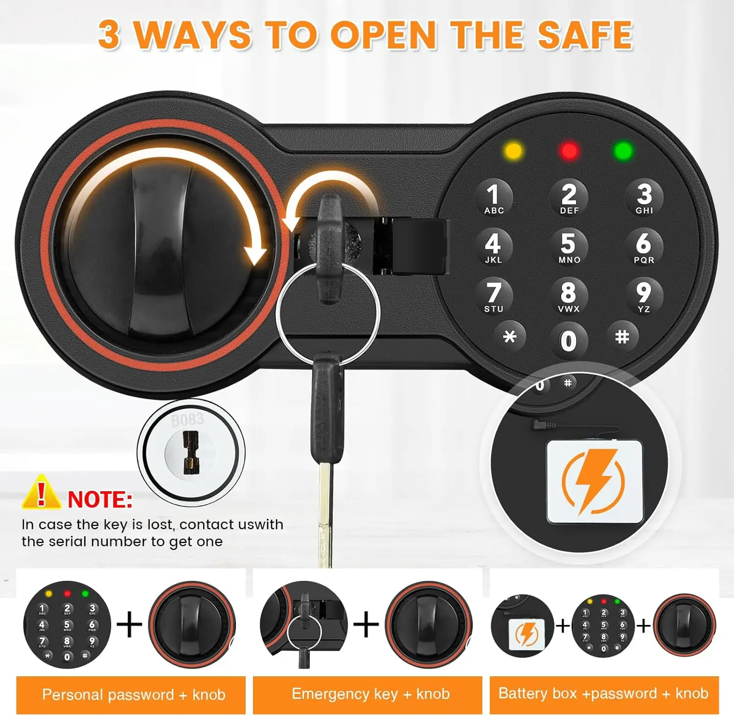 2.6 Cub Large Home Safe Fireproof Waterproof, Anti-theft Fireproof Safe Box with Programmable Keypad, Spare Keys and Removable S