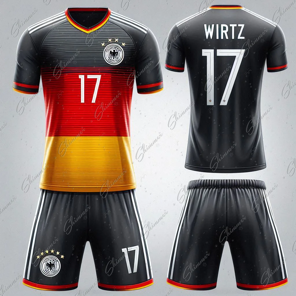 Football Jearsey 2pc Short Sleeves German Style No.17 Training And Competition Jersey Kit Children\'s Soccer Kits Germany 2024