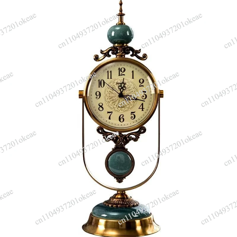 American retro desk clock living room light luxury household clock desktop pendulum clock