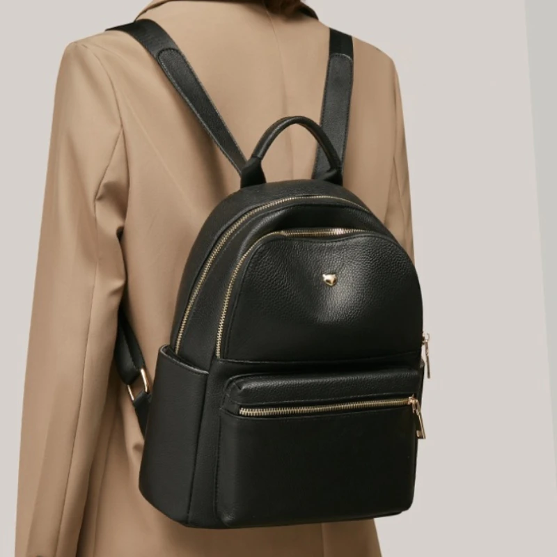 

Genuine Leather Backpack for Women Cute Lightweight Casual Purse Large Capacity Versatile Bag Travel School Daily Commute
