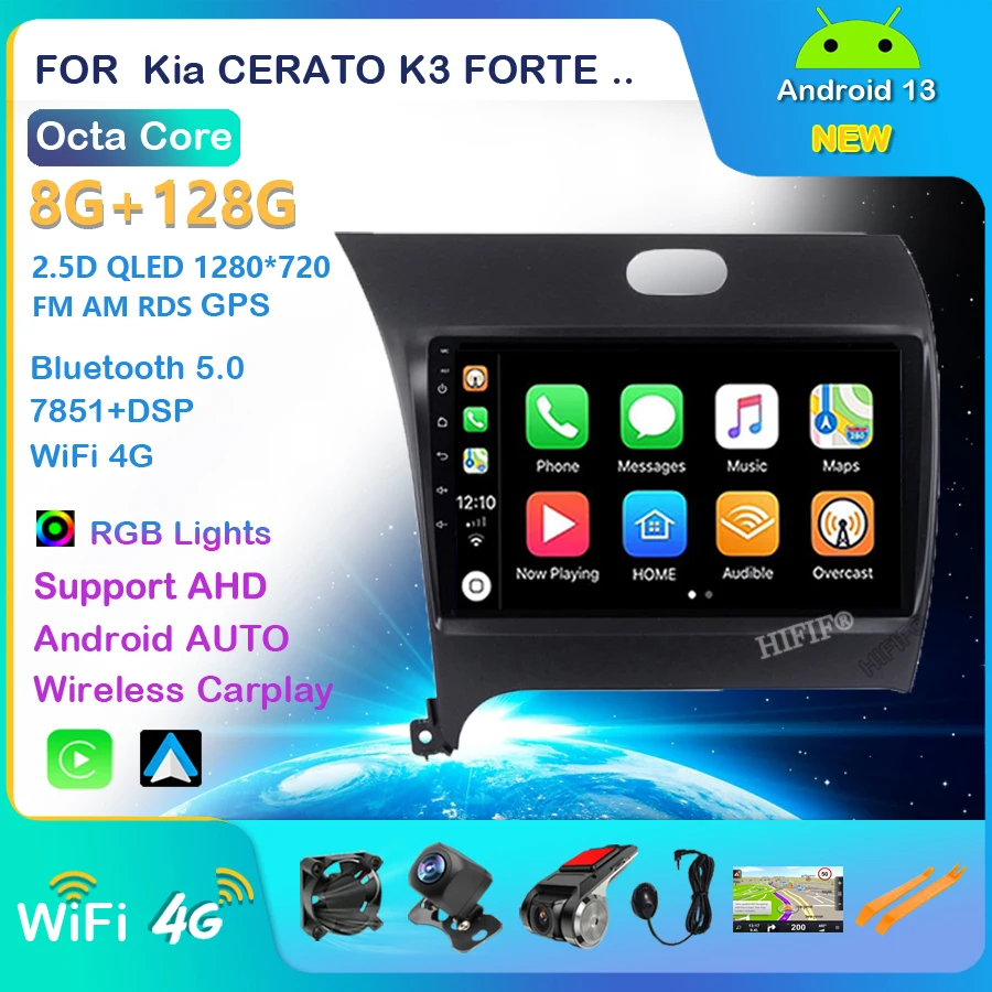 

RAM 2G ROM 32G Car Radio Multimedia Player Android 13 car dvd for Kia CERATO K3 FORTE 2013 2014 2015 2016 gps navigation Carplay