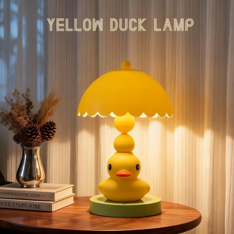 Creative Decompression Yellow Duck Table Lamps Bedroom Beside Light Fixture Study Eye Protection Illumination Children Room Lamp