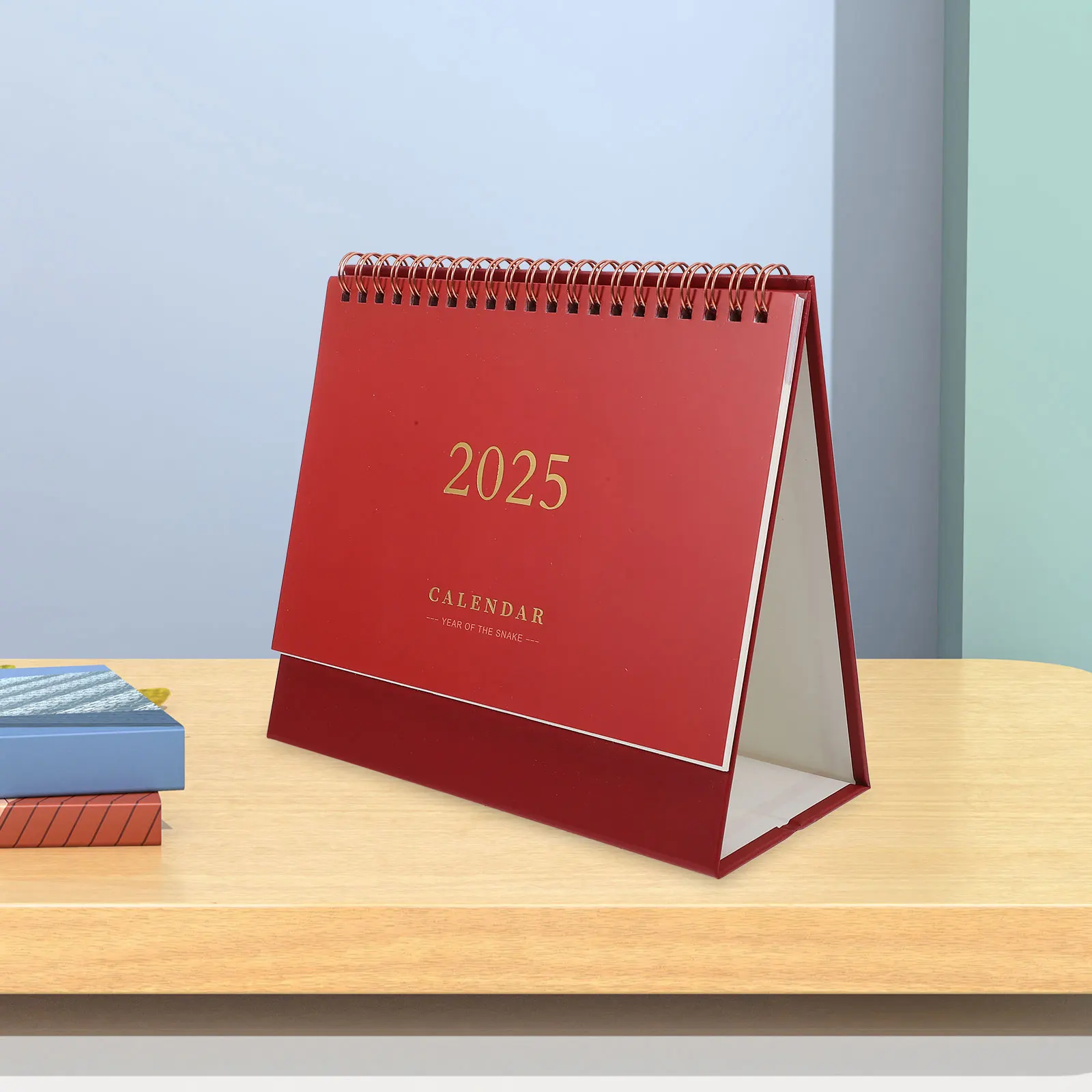 

Gold Foil Standing Desk Calendar Spiral Binding Thick Paper Monthly Planner Office Study Desktop Decoration Productivity Tool