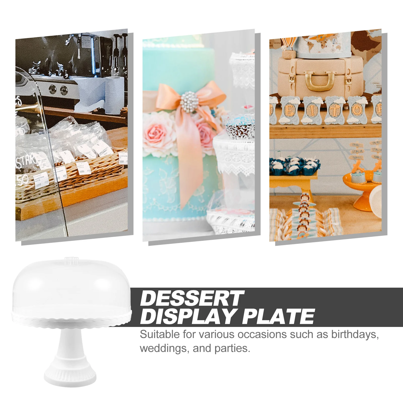 

Cake Stand Dome Lid Transparent Cover PP Dessert Tray Birthday Wedding Party Serving Plate Cake Stand with Dome