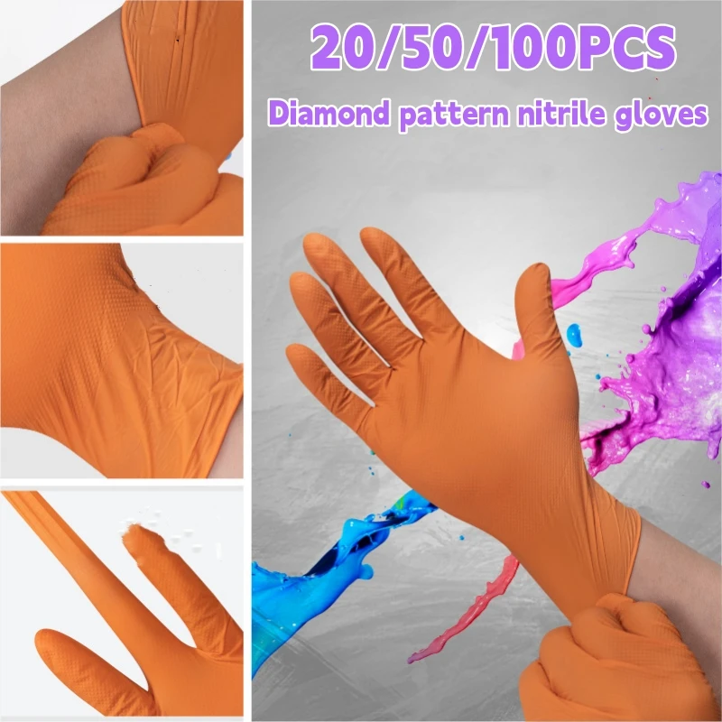 Multi-purpose Nitrile Gloves Mechanic Industrial Waterproof Safety Work Gloves 8.0g Diamond Non-slip Mechanics Repair Gloves