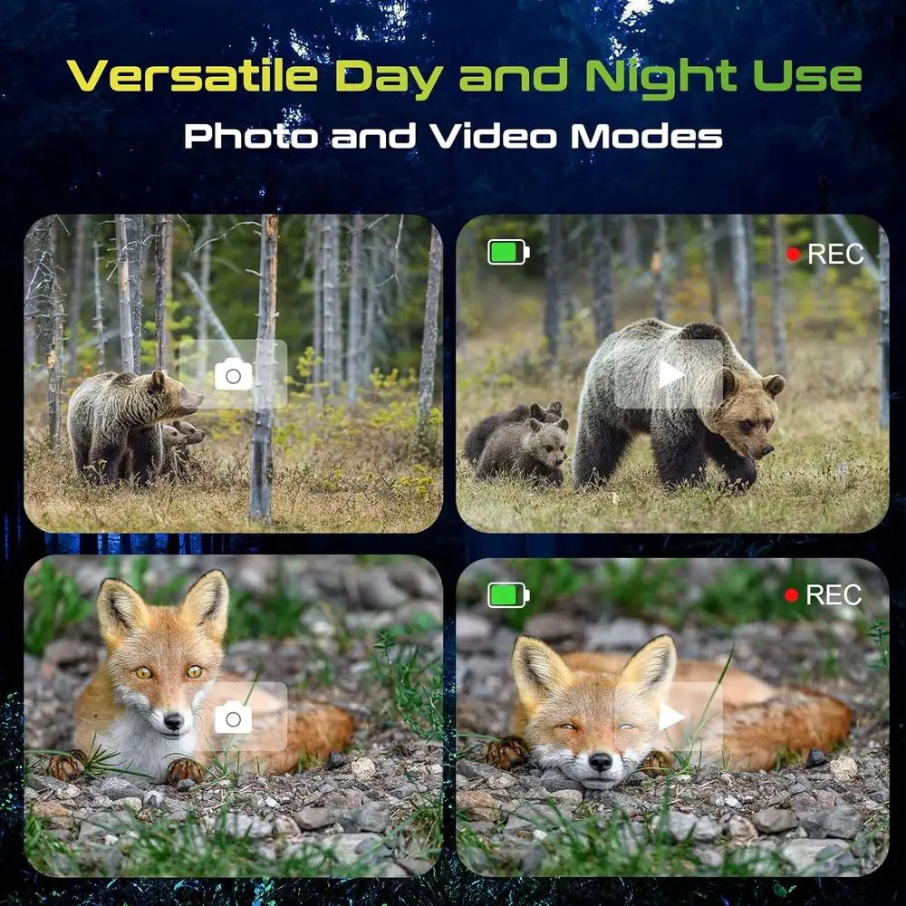 نظارات Night Vision Star، 9X مناظير تعمل بالأشعة تحت الحمراء، IP54 لمراقبة الحياة البرية والتخييم والمشي لمسافات طويلة والأمن ونطاق الرؤية 1248 قدم أ