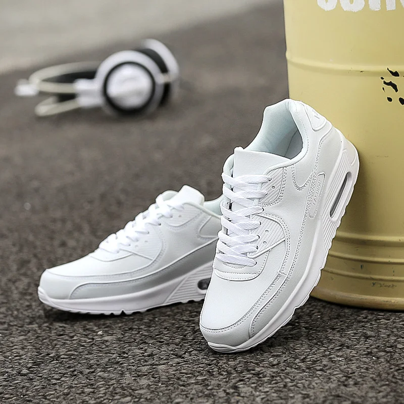 White Sneakers Light Casual Shoe Platform Tennis Shoes Couple PU Air Cushion Sports Shoes Walking Shoes