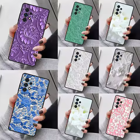 3D Flower Relief Phone Case For Samsung Galaxy S23 S21 S20 FE S24 S22 Ultra Note20 S10 S9 S8 Plus A40 A52 A12 A13 A53