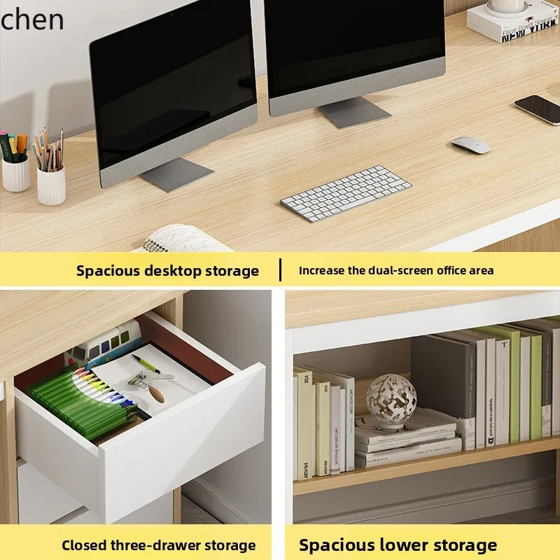 PYH Modern Simplicity Premium Sense Home Writing Computer Desk Desktop Workbench Bedroom with Drawer Office Table 3