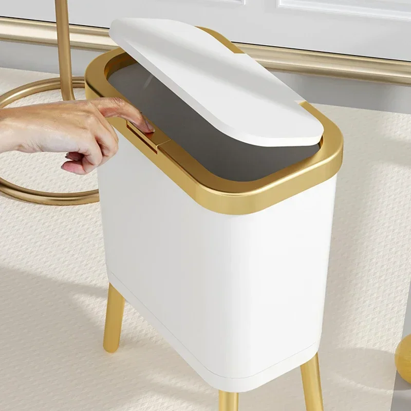 15L Kitchen Standing Trash Can Large-capacity Bin Dustbin Bathroom Bucket Toilet Wastebasket Garbage Office Trash Can with Lid