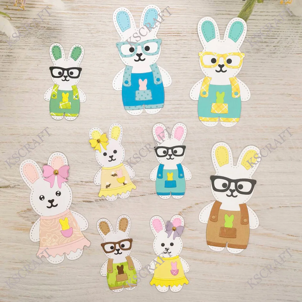 KSCRAFT Boy and Girl Bunny Cutting Dies Stencils for DIY Scrapbooking Decorative Embossing DIY Paper Cards