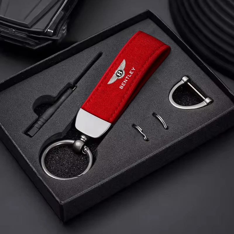 LLavero de coche de cuero de ante Vintage, llavero de aleación de Zinc, accesorios para el nuevo Bentley Flying Spur Continental GT Bentayga Mulsanne