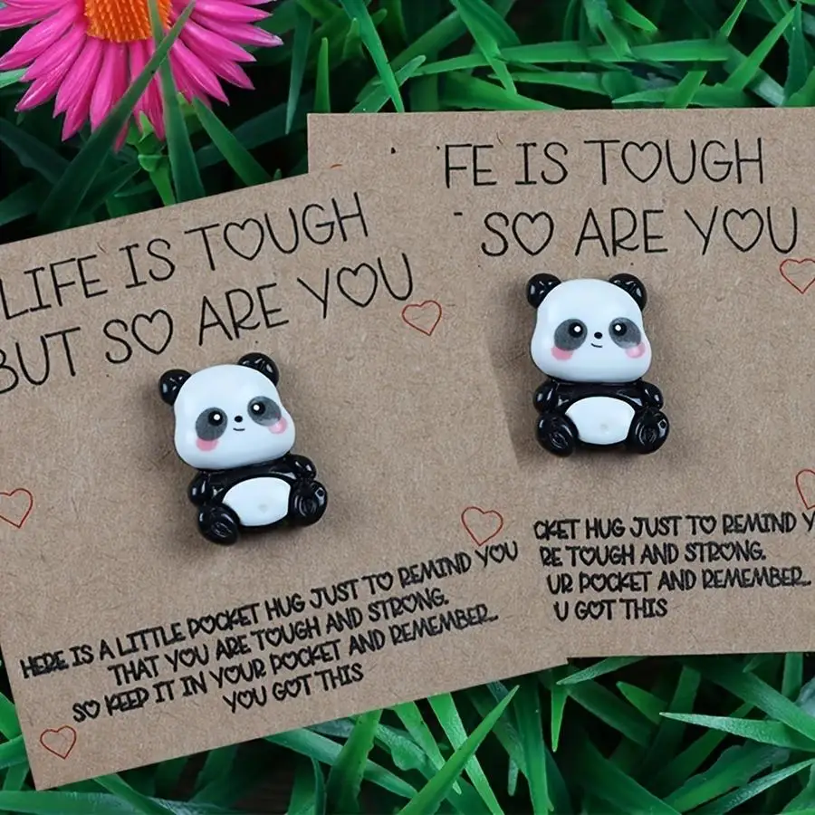 1/5/10/20/50/100 Stück Panda-Taschenumarmungskarte aus Kunstharz – inspirierende Grußkarte mit motivierendem Zitat für beste Freunde und Familie