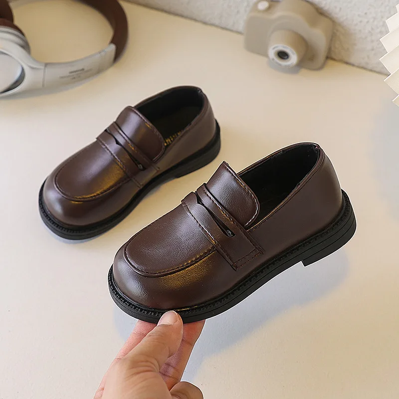 2026 New Children School Uniform Shoes Spring Autumn Hot Sale Girl Formal Leather Shoes Black Brown Fashion Kids Mary Jane Shoes