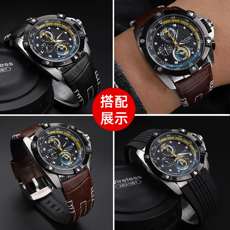 Cinturino per orologio in vera pelle da 26 mm per Seiko VELATURA SRH013 SPC007J1 Sostituzione cinturino orologio da uomo, morbida pelle di vitello