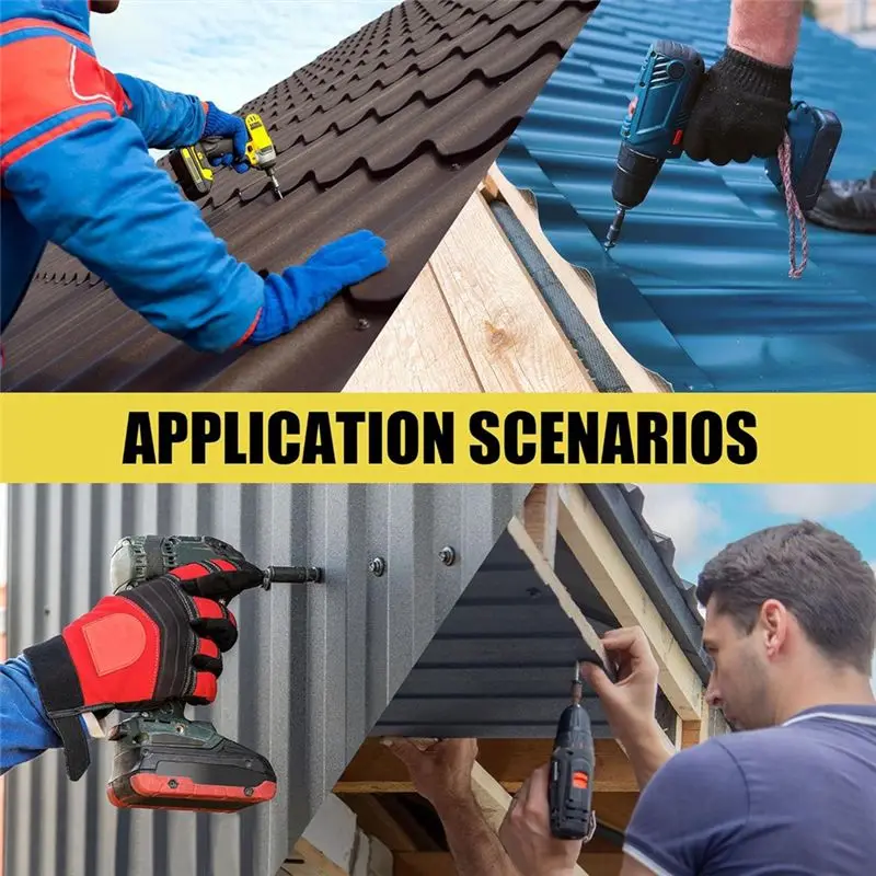AEE8-300Pcs 10X1 Hex Heads Self-Drilling Metal Roofing Screws, EPDM Washer,Sheet Metal Roof Screw With Hex Driver Bit
