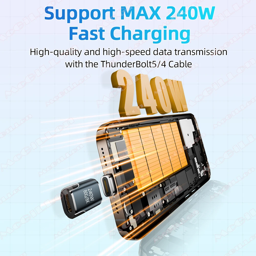240W USB4.0 80Gbps Thunderbolt5 Magnetic Type-C OTG USB C To USB-C Fast Charge Magnet Converter Cable 8K@60Hz USB Type C Adapter - Image 3