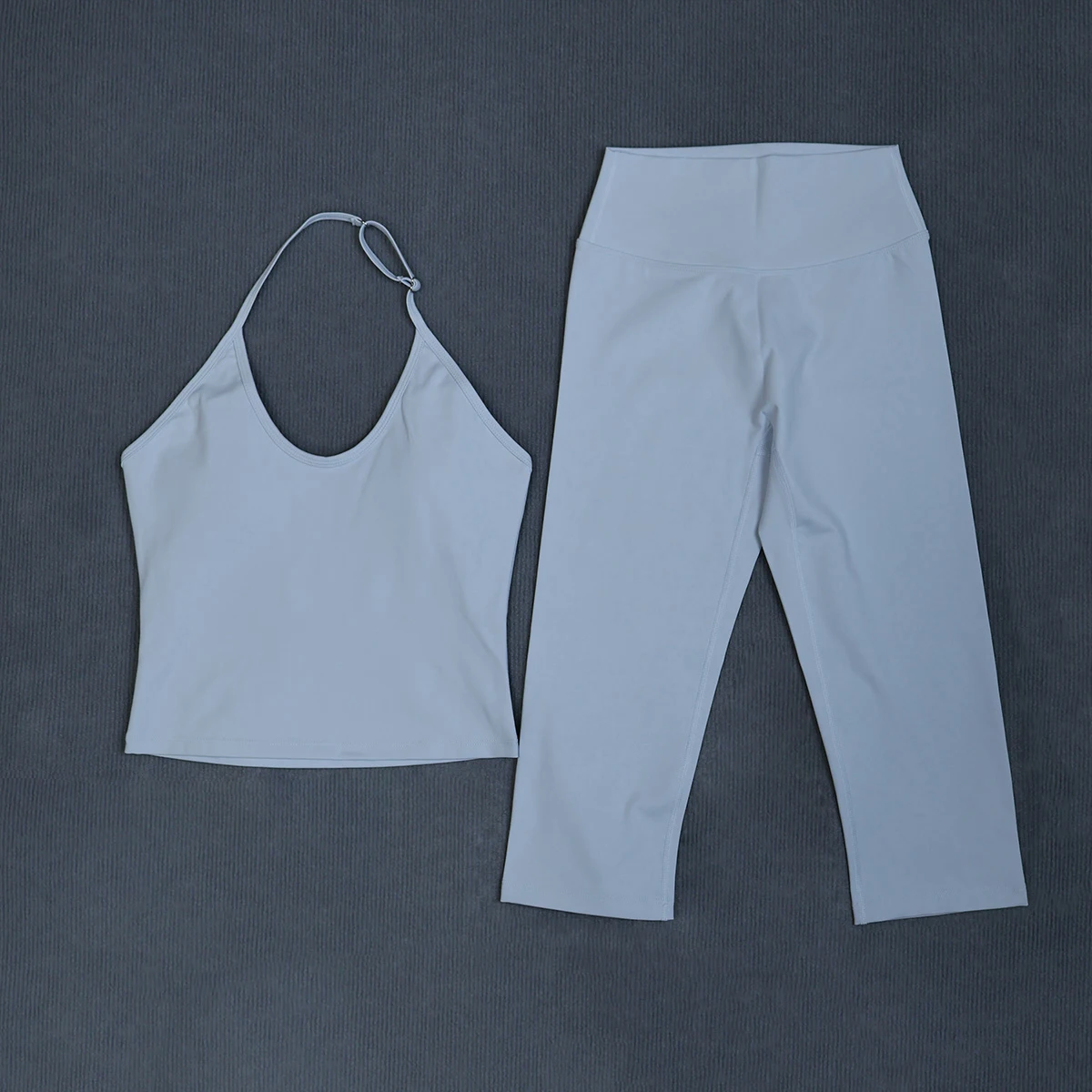 Women Summer Sports Set 2Pcs Sleeveless Gym Yoga Outdoors Shockproof Vest Capri Legging 3/4 Two-piece Running Suit Female