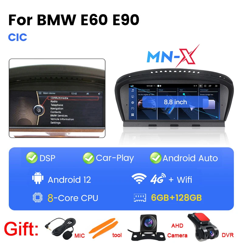 MEKEDE 8.8 inch android 12 Car auto Radio for  E60 E61 E62 E90 E92 CCC CIC double din car stereo with bt dsp GPS obd