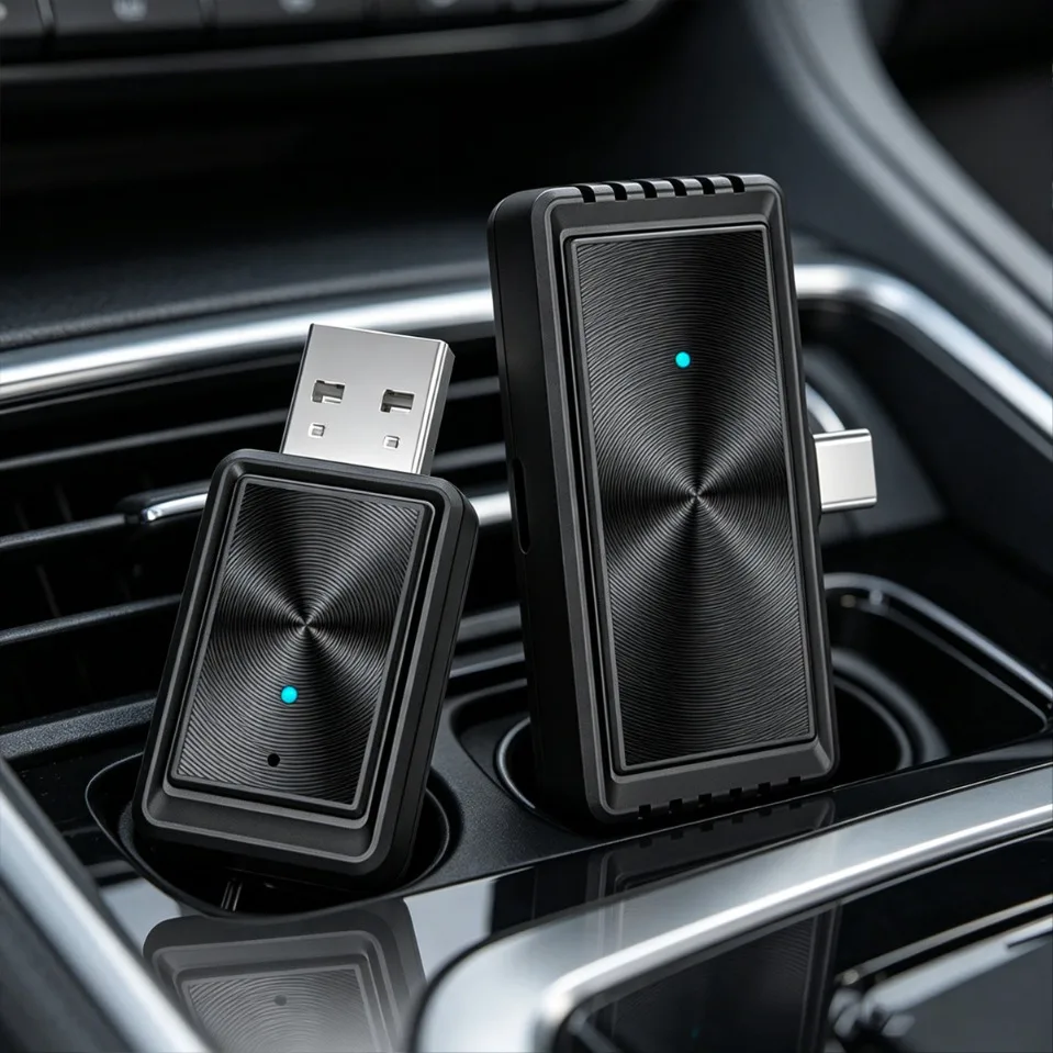 2-in-1 Wireless CarPlay Adapter with Screen Mirroring USB-C Dongle Plug & Play for Factory Wired CarPlay Cars