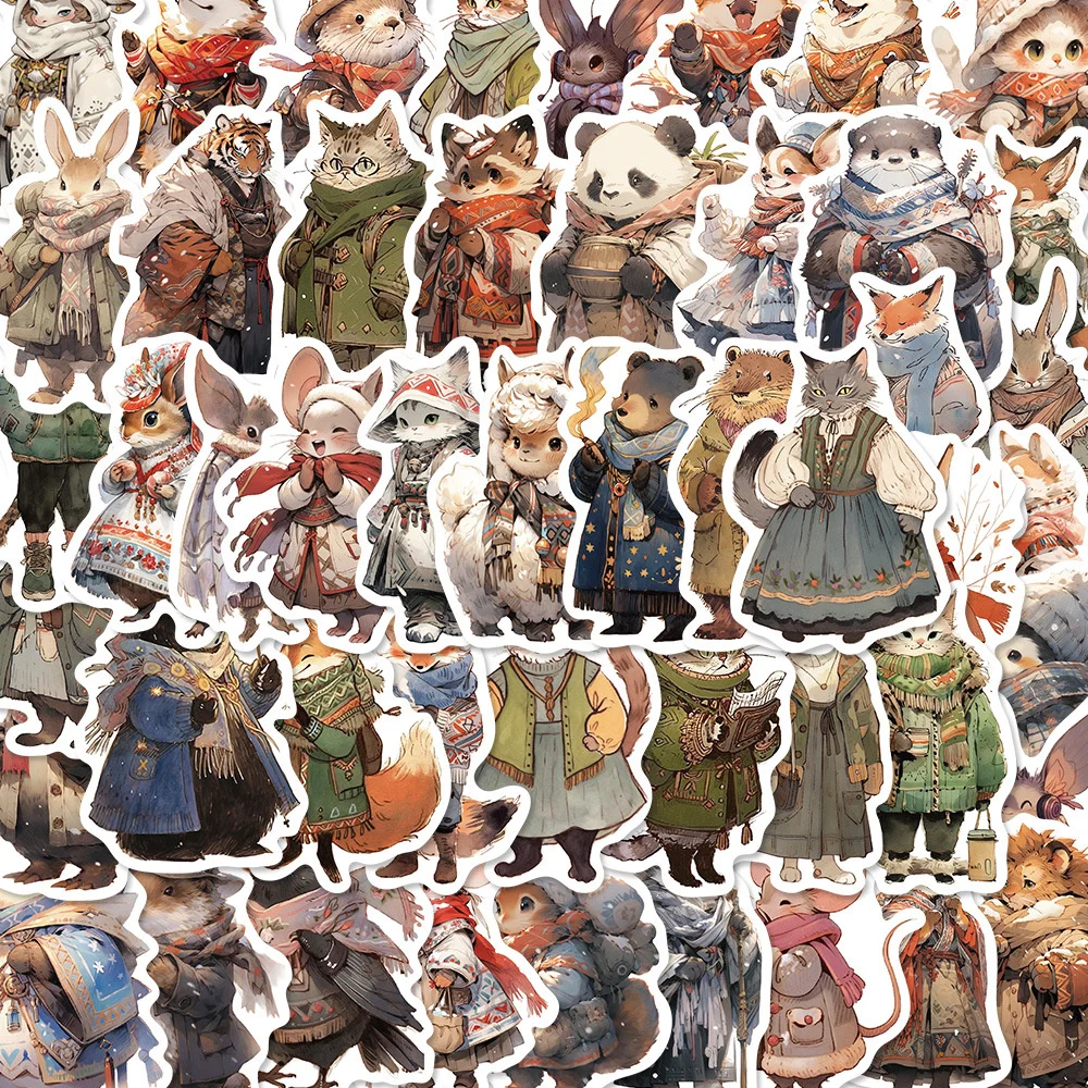 10/30/50PCS New DIY Winter Animal Stickers Cartoon Creative Anime iPad Computer Desk Car Guitar Decoration Waterproof Wholesale