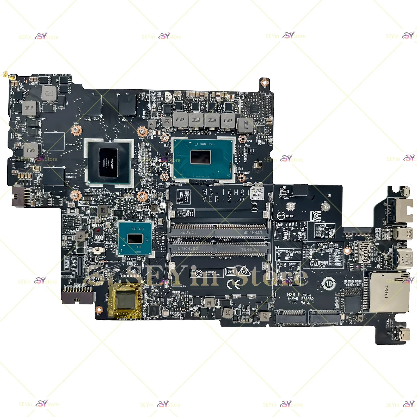 MS-16H81 Mainboard For MSI WS60 MS-16H81 MS-16H8 Laptop Motherboard I7-7700HQ 100% Working