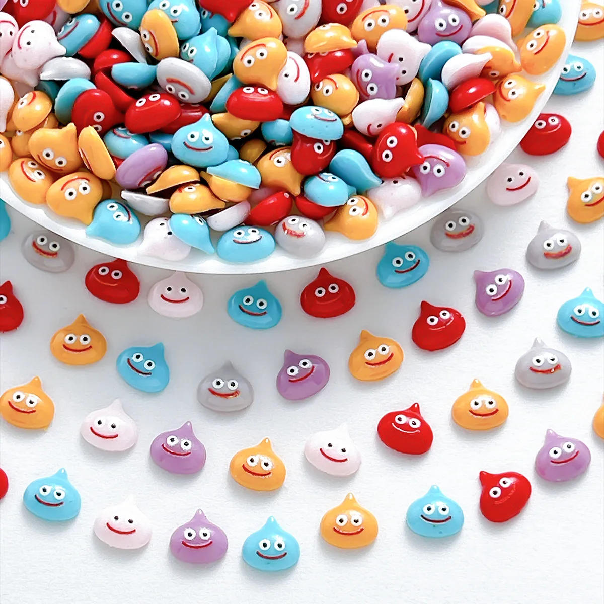 30Pcs 0.8mm Cartoon 3D Water Drop Smile Nail Stickers Colorful DIY Nail Art Decoration