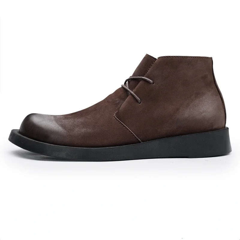 Vintage Genuine Leather Men's Ankle Cow Suede Oxford Boots Luxury Handmade Quality Comfortable Black Winter New Social Shoes Man - view 6