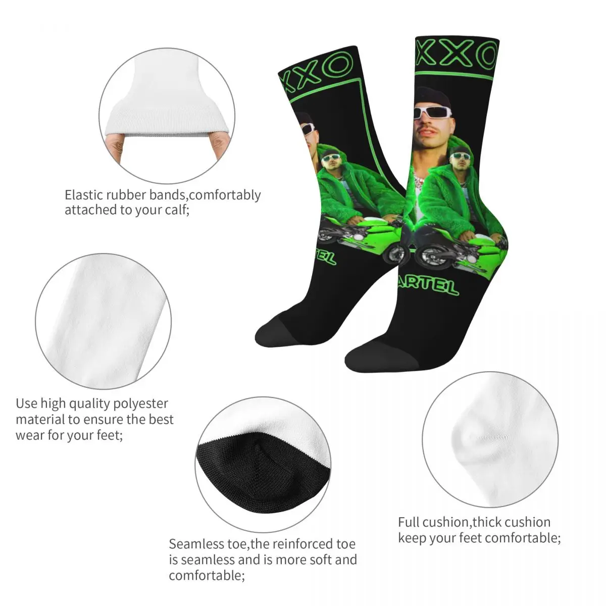 Feid Ferxxo Album Merch Crew Socks Non-slip Graphic Long Socks Cotton for Womens Gift Idea