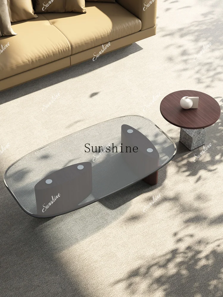 Light luxury modern simple living room glass combination rectangular creative tea table  FT