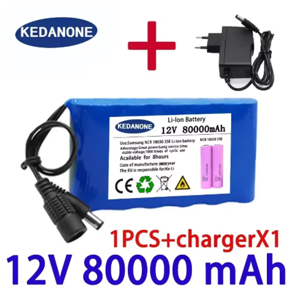 NEW Portable Super 12V 20000mah Battery Rechargeable Lithium Ion Battery Pack Capacity DC 12.6v 30Ah CCTV Cam Monitor