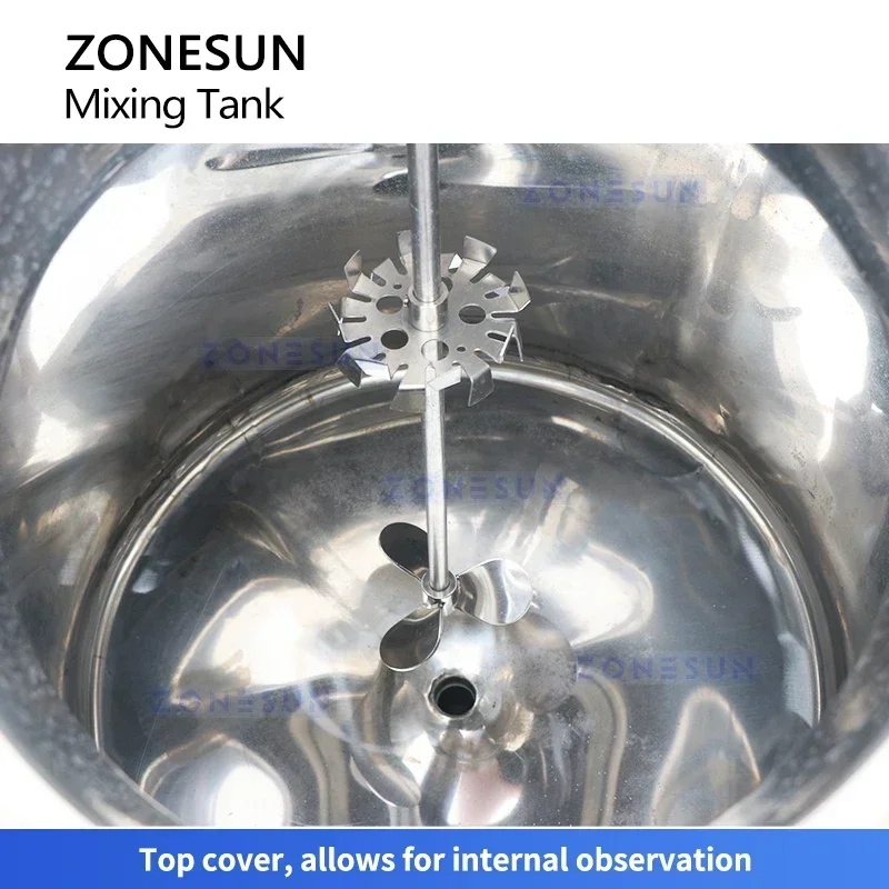 

ZONESUN ZS-PMT100L Pneumatic Stainless Steel Mixing Tank Industrial Mixer Mixing Vessel Blending Tank With Agitator
