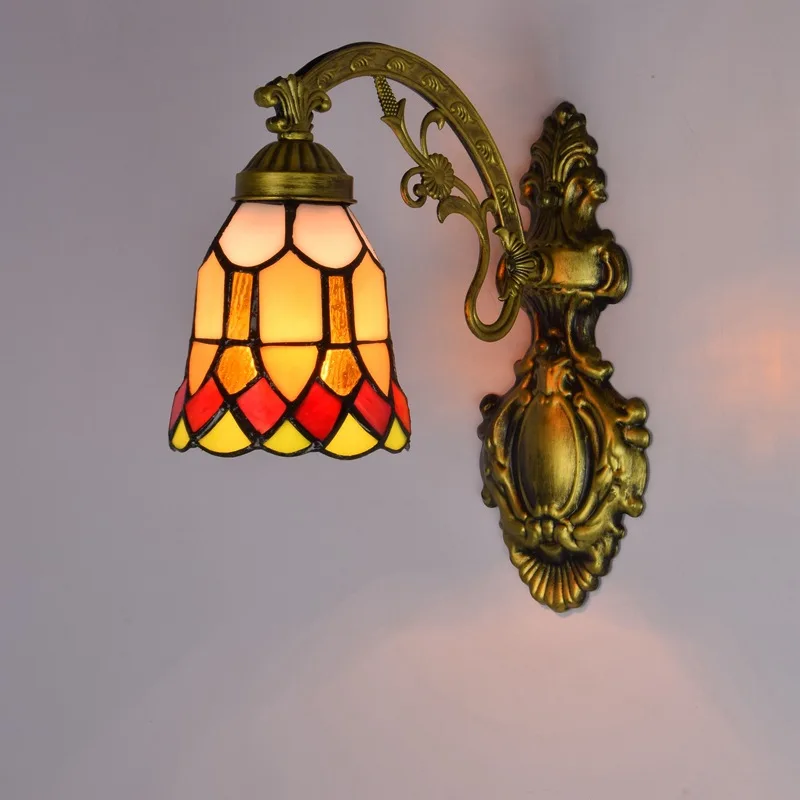 European Simple Stained Glass 6' Small Wall Lamp Tiffany Style Dresser Mirror Front Hallway Balcony Bedroom 220V 110V