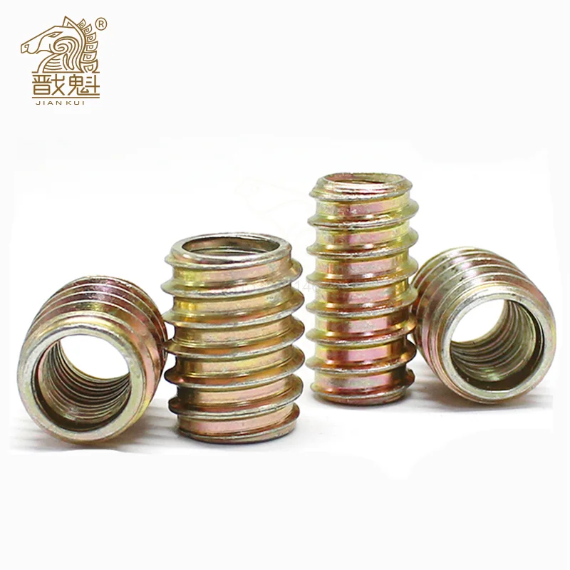 M4 M5 M6 M8 M10 Furniture Pass-through Drive Unhead Threaded Nut Color Zinc Plated Carbon Steel Wood Insert Nuts